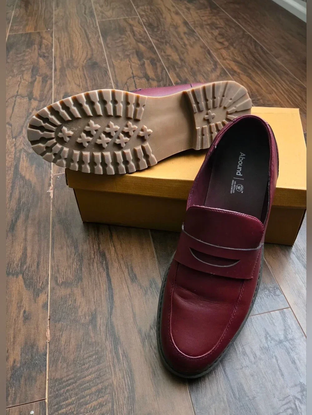 Abound Men's Burgundy PU Leather Penny Loafers